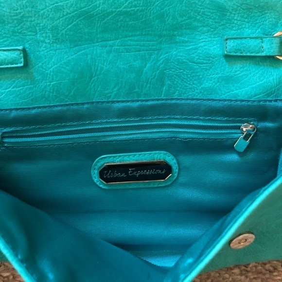 BLUE FAUX LEATHER URBAN EXPRESSIONS CROSSBODY BAG - Picture 5 of 8